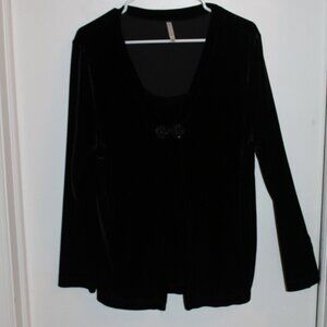 White Stag Crushed Black Velvet Cardigan with attached Cami